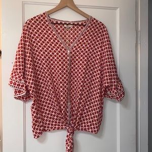 Max Studio Short Sleeve Top with Waist Tie